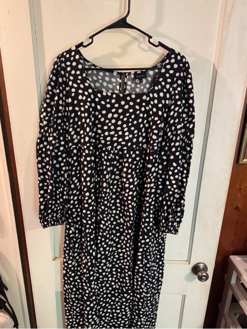 WORN ONCE - Black and White Polka Dot Maxi Dress With Pockets